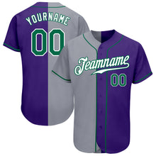 Load image into Gallery viewer, Custom Purple Kelly Green-Gray Authentic Split Fashion Baseball Jersey