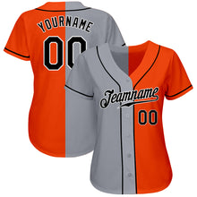 Load image into Gallery viewer, Custom Orange Black-Gray Authentic Split Fashion Baseball Jersey