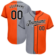 Load image into Gallery viewer, Custom Orange Black-Gray Authentic Split Fashion Baseball Jersey