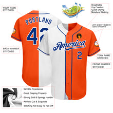 Load image into Gallery viewer, Custom Orange Royal-White Authentic Split Fashion Baseball Jersey