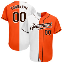 Load image into Gallery viewer, Custom Orange Brown-White Authentic Split Fashion Baseball Jersey
