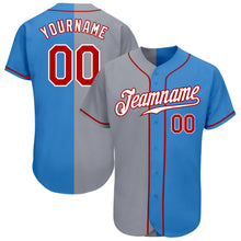 Load image into Gallery viewer, Custom Powder Blue Red-Gray Authentic Split Fashion Baseball Jersey