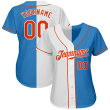 Load image into Gallery viewer, Custom Powder Blue Orange-White Authentic Split Fashion Baseball Jersey