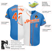 Load image into Gallery viewer, Custom Powder Blue Orange-White Authentic Split Fashion Baseball Jersey
