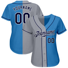 Load image into Gallery viewer, Custom Powder Blue Navy-Gray Authentic Split Fashion Baseball Jersey