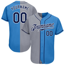 Load image into Gallery viewer, Custom Powder Blue Navy-Gray Authentic Split Fashion Baseball Jersey