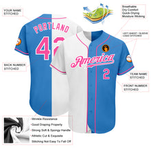 Load image into Gallery viewer, Custom Powder Blue Pink-White Authentic Split Fashion Baseball Jersey