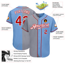 Load image into Gallery viewer, Custom Light Blue Red-Gray Authentic Split Fashion Baseball Jersey