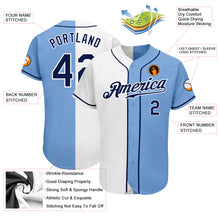 Load image into Gallery viewer, Custom Light Blue Navy-White Authentic Split Fashion Baseball Jersey