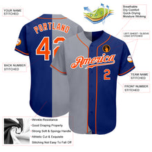 Load image into Gallery viewer, Custom Royal Orange-Gray Authentic Split Fashion Baseball Jersey