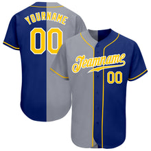 Load image into Gallery viewer, Custom Royal Gold-Gray Authentic Split Fashion Baseball Jersey