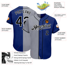 Load image into Gallery viewer, Custom Royal Black-Gray Authentic Split Fashion Baseball Jersey