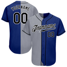 Load image into Gallery viewer, Custom Royal Black-Gray Authentic Split Fashion Baseball Jersey