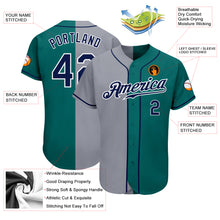 Load image into Gallery viewer, Custom Teal Navy-Gray Authentic Split Fashion Baseball Jersey