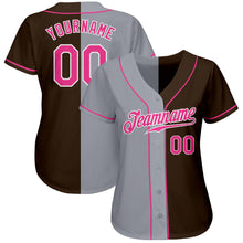 Load image into Gallery viewer, Custom Brown Pink-Gray Authentic Split Fashion Baseball Jersey