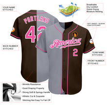 Load image into Gallery viewer, Custom Brown Pink-Gray Authentic Split Fashion Baseball Jersey
