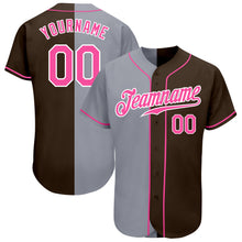 Load image into Gallery viewer, Custom Brown Pink-Gray Authentic Split Fashion Baseball Jersey
