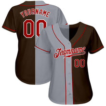 Load image into Gallery viewer, Custom Brown Red-Gray Authentic Split Fashion Baseball Jersey