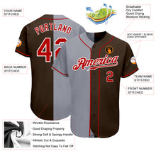 Load image into Gallery viewer, Custom Brown Red-Gray Authentic Split Fashion Baseball Jersey