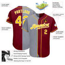 Load image into Gallery viewer, Custom Crimson Gold-Gray Authentic Split Fashion Baseball Jersey