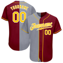 Load image into Gallery viewer, Custom Crimson Gold-Gray Authentic Split Fashion Baseball Jersey