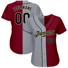 Load image into Gallery viewer, Custom Crimson Black-Gray Authentic Split Fashion Baseball Jersey