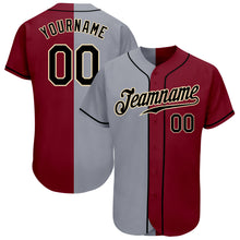 Load image into Gallery viewer, Custom Crimson Black-Gray Authentic Split Fashion Baseball Jersey