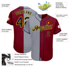 Load image into Gallery viewer, Custom Crimson Navy-Gray Authentic Split Fashion Baseball Jersey