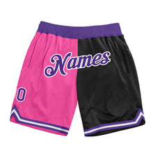 Load image into Gallery viewer, Custom Pink Purple-Black Authentic Throwback Split Fashion Basketball Shorts