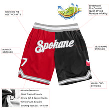 Load image into Gallery viewer, Custom Red White-Black Authentic Throwback Split Fashion Basketball Shorts