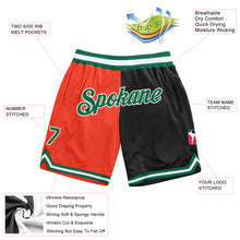 Load image into Gallery viewer, Custom Orange Kelly Green-Black Authentic Throwback Split Fashion Basketball Shorts