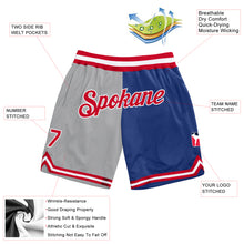 Load image into Gallery viewer, Custom Gray Red-Royal Authentic Throwback Split Fashion Basketball Shorts