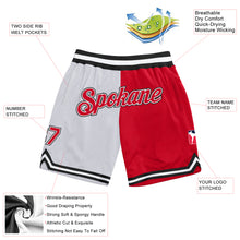 Load image into Gallery viewer, Custom White Red-Black Authentic Throwback Split Fashion Basketball Shorts