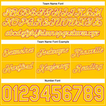 Load image into Gallery viewer, Custom White Gold-Red Authentic Throwback Split Fashion Basketball Shorts