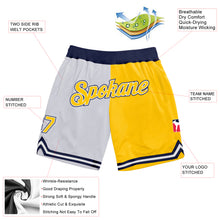 Load image into Gallery viewer, Custom White Gold-Navy Authentic Throwback Split Fashion Basketball Shorts
