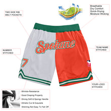 Load image into Gallery viewer, Custom White Orange-Kelly Green Authentic Throwback Split Fashion Basketball Shorts