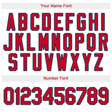 Load image into Gallery viewer, Custom White Red-Navy Baseball Jersey