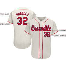 Load image into Gallery viewer, Custom Cream Red-Navy Baseball Jersey