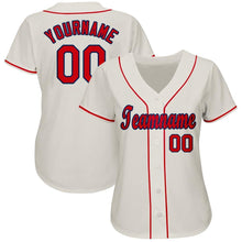 Load image into Gallery viewer, Custom Cream Red-Navy Baseball Jersey