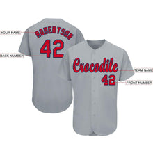 Load image into Gallery viewer, Custom Gray Red-Navy Baseball Jersey