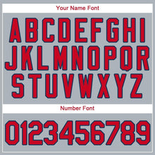 Load image into Gallery viewer, Custom Gray Red-Navy Baseball Jersey