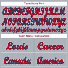 Load image into Gallery viewer, Custom Gray Red-Navy Baseball Jersey