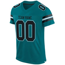 Load image into Gallery viewer, Custom Teal Black-White Mesh Authentic Football Jersey