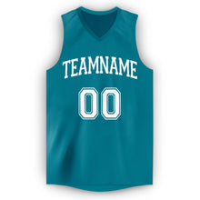 Load image into Gallery viewer, Custom Teal White V-Neck Basketball Jersey