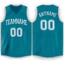 Load image into Gallery viewer, Custom Teal White V-Neck Basketball Jersey