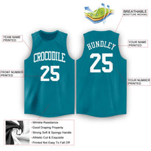 Load image into Gallery viewer, Custom Teal White Round Neck Basketball Jersey