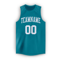 Load image into Gallery viewer, Custom Teal White Round Neck Basketball Jersey