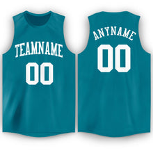 Load image into Gallery viewer, Custom Teal White Round Neck Basketball Jersey