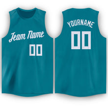 Load image into Gallery viewer, Custom Teal White Round Neck Basketball Jersey