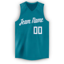 Load image into Gallery viewer, Custom Teal White V-Neck Basketball Jersey